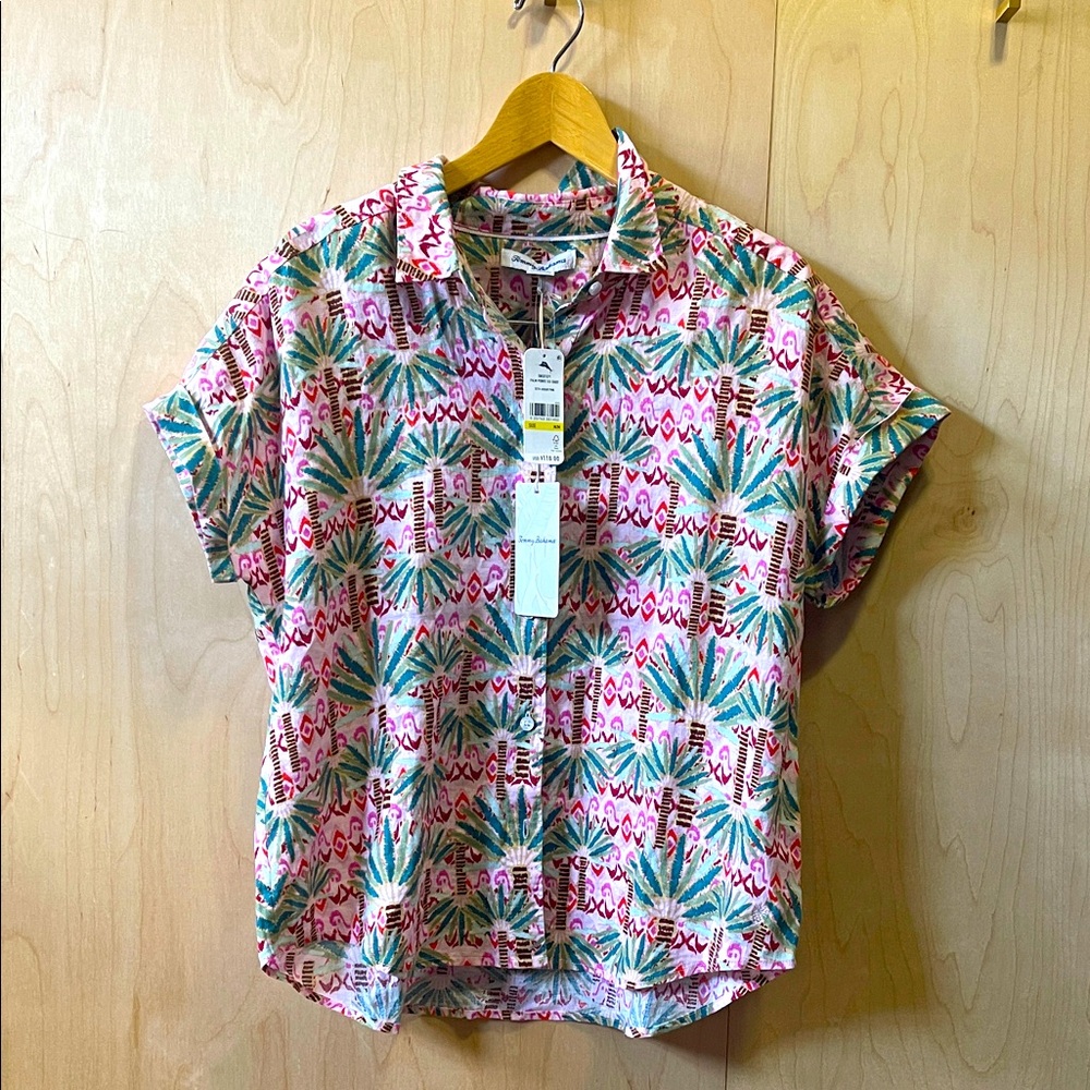 Tommy Bahama Coastalina Linen Palm Pointe Camp Shirt - Picture 3 of 13